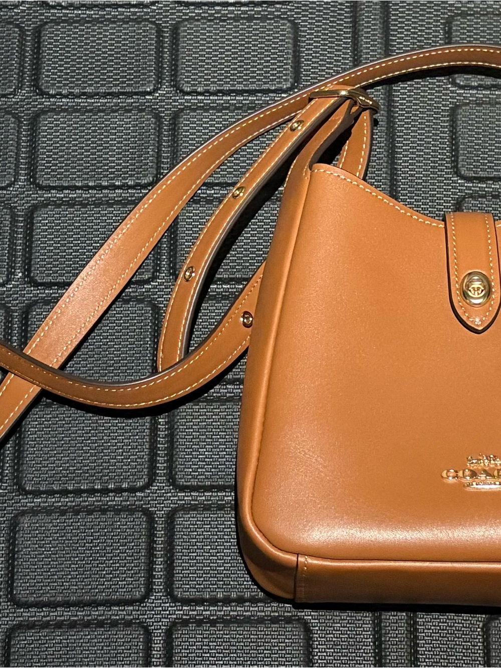 Coach Tan Leather Shoulder Bag with Gold Hardware